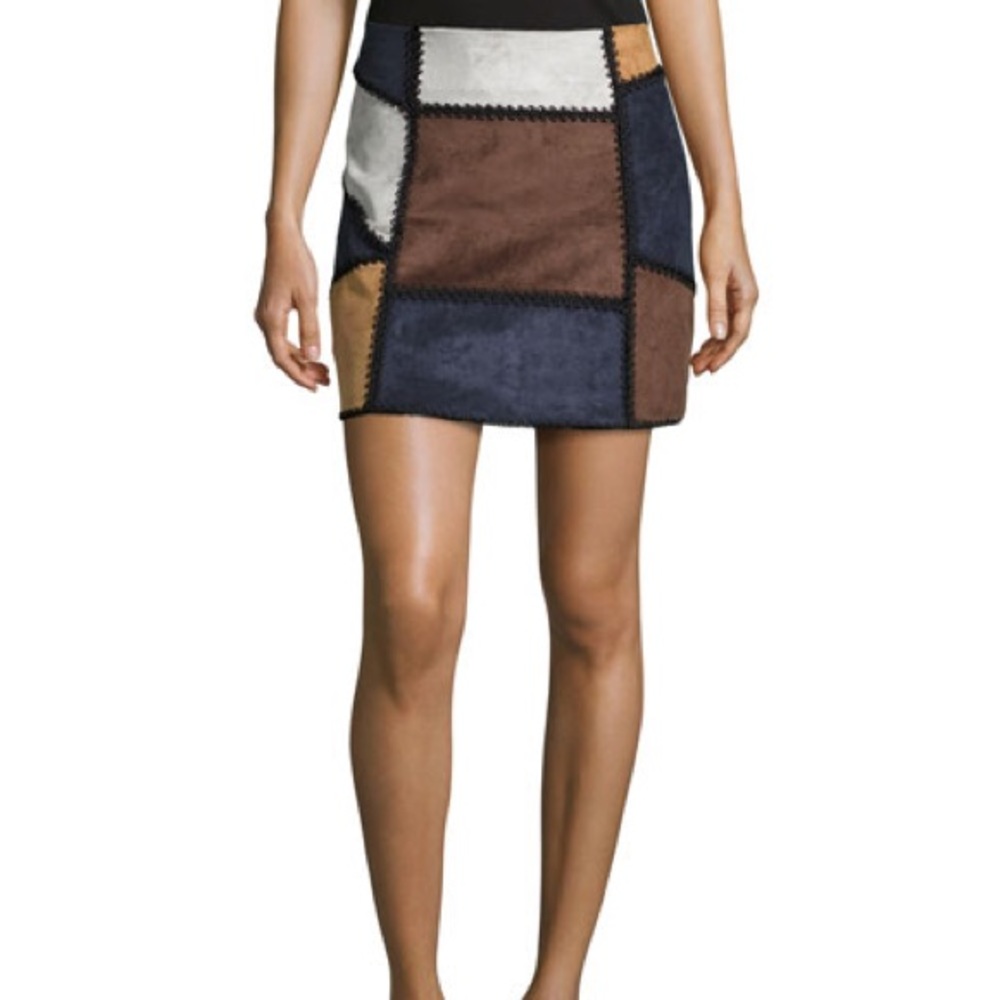 Multi colored suede mini skirt